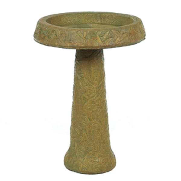 Floral Birdbath Solid Rock Stone Works