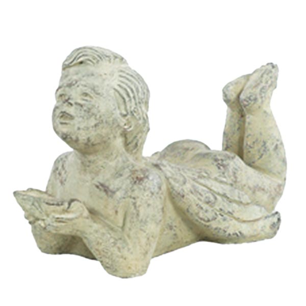 Laying Angel Holding Shell Solid Rock Stone Works