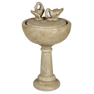 Baby Geese Bowl Fountain on Pedestal