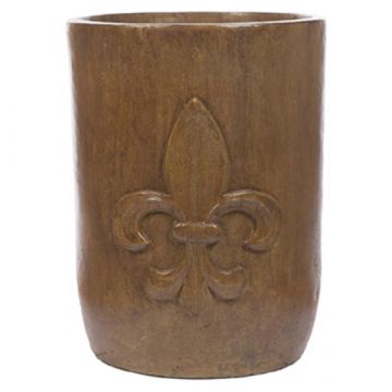 Large Rd Bottom Cylinder Fleur De Leis Pot