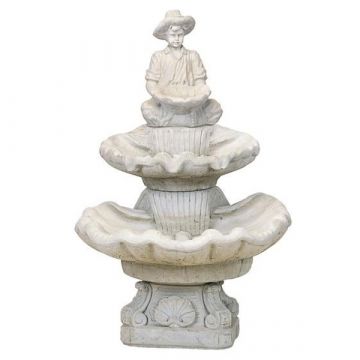 2 Tier Medium Seashell / Boy Holding Lily Fountain