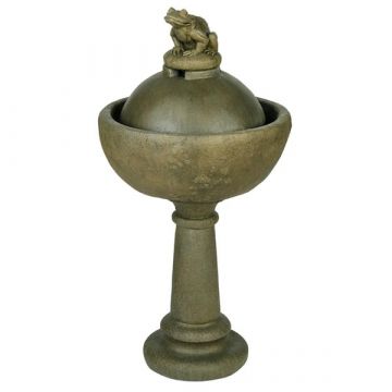 Small Frog Bowl Fountain on Pedestal