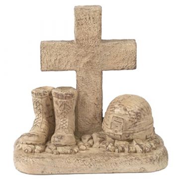 Soldier Boots and Helmet at Cross