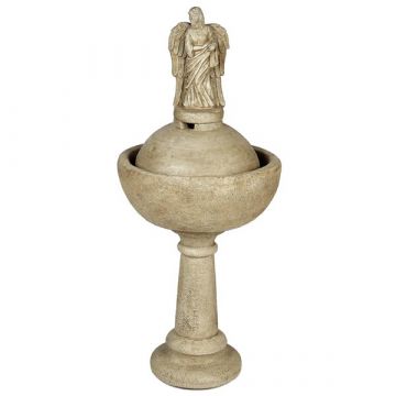 Standing Winged Angel Bowl Fountain on Pedestal